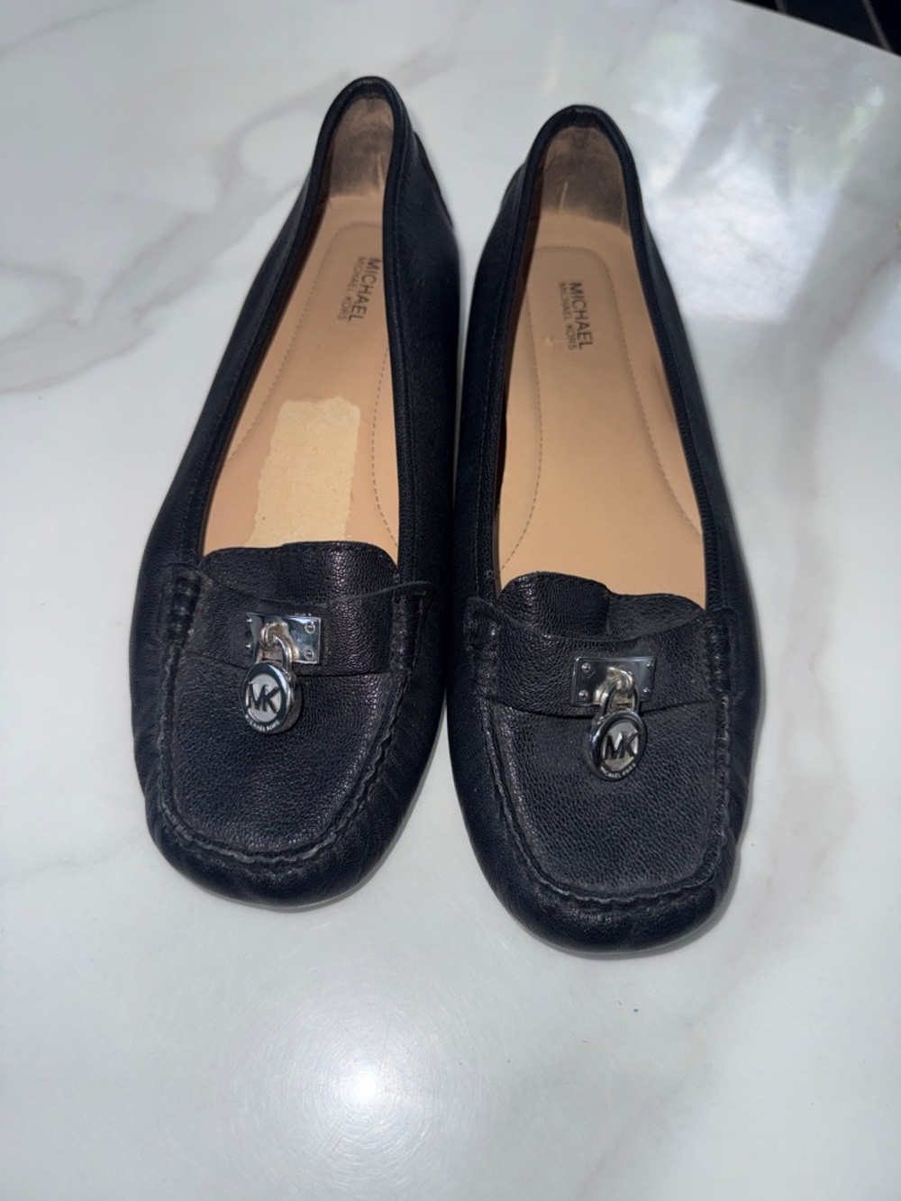 MICHAEL Michael Kors Black Leather MK Charm Loafers